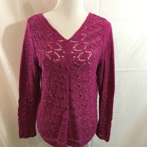 Chico's fuchsia long sleeve loose knit sweater